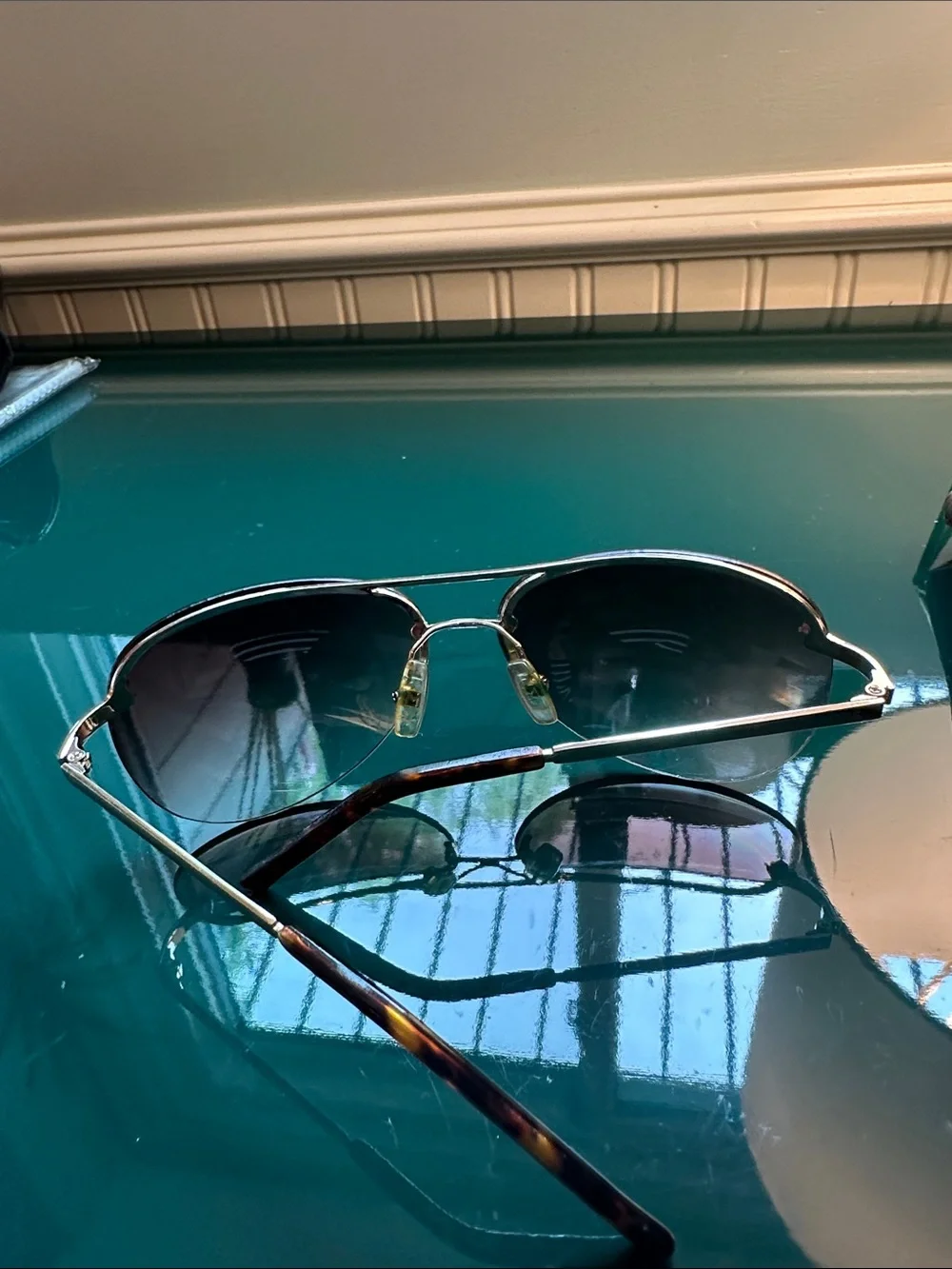 Michael Kors Black Aviator Sunglasses with Brown Croc Case